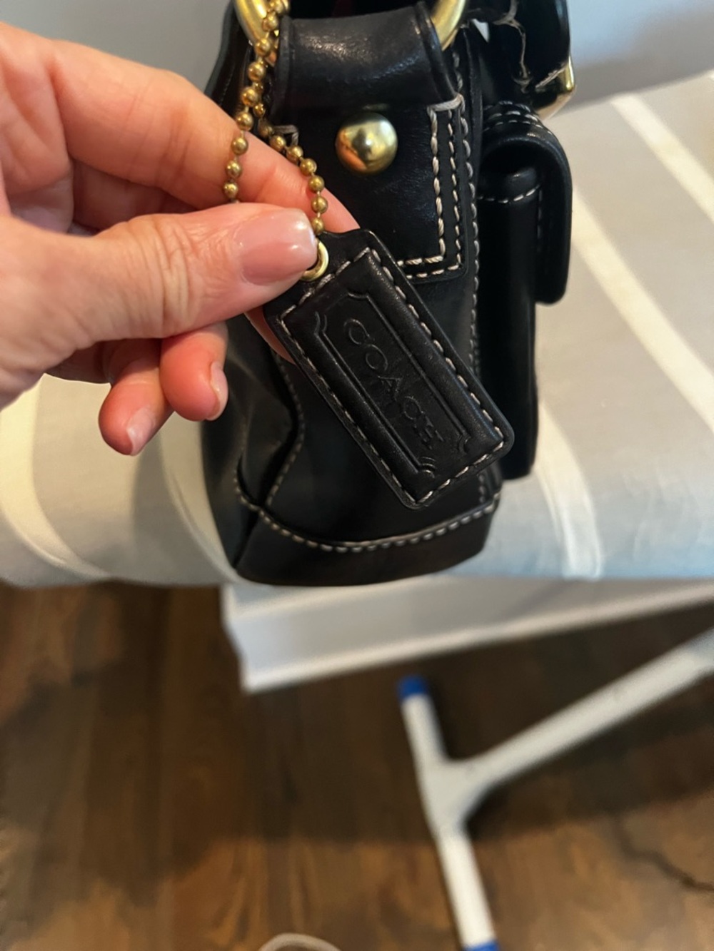 Vintage Coach  Black Leather Legacy Mandy Bag with Gold Hardware - Picture 8 of 9